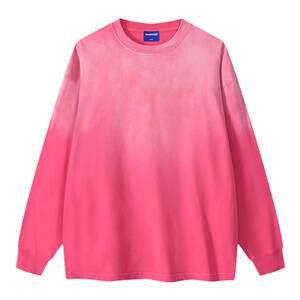 
WASSUP gradient tie-dye washed long-sleeved T-shirt for men and women in spring and autumn trendy brand versatile round neck sweatshirt bottoming top