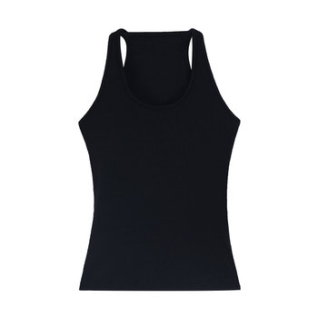 pusumede white threaded chest pad vest for women wearing basic slim fit slim sleeveless top