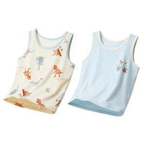 
Children's vest in summer boys' bamboo cotton outside sleeveless T-shirt tops for boys' thin body covers baby belly protection