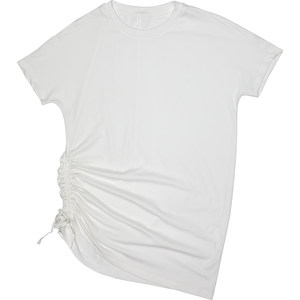 [Leomami] Pregnant women T -shirt short -sleeved summer white loose elastic cotton skin design sense drawing rope top cotton cotton
