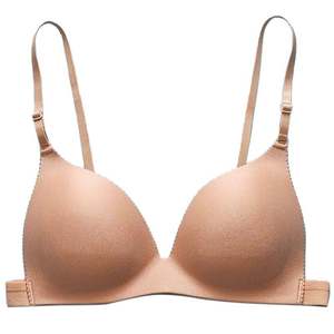 Black seamless beautiful back lingerie for girls with thin shoulder straps, backless and steel ring bra, sexy small chest, gathered thin bra