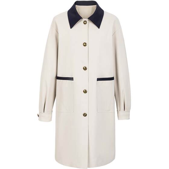 
KBNE2025 Barn style new beige windbreaker coat British style coat small medium length autumn and winter women