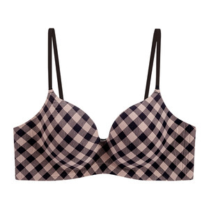 
2026 new popular plaid push-up underwear for women with small breasts and flat chest, special thickened seamless girly style bra