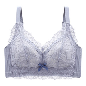 Latex underwear female summer thin big breasts large bras large bras large size, steel ring, gathered auxiliary milk sagging bra