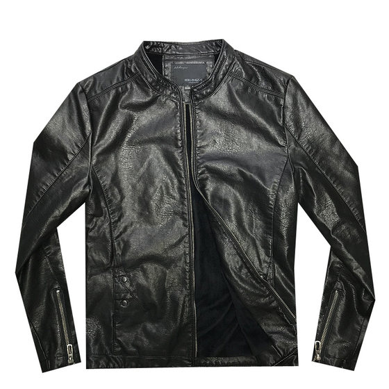 Standing Lingyi Chao Chao Men's New Korean Edition Slim Slim and Thin Leather Jacket Society Society Douyin The same style ins