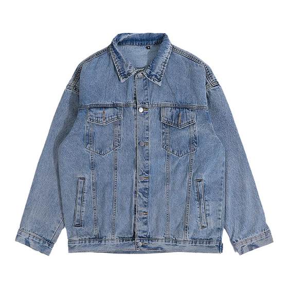 
Hong Kong literary men's black denim jacket men's autumn and winter boys' loose handsome retro Japanese workwear jacket men's style