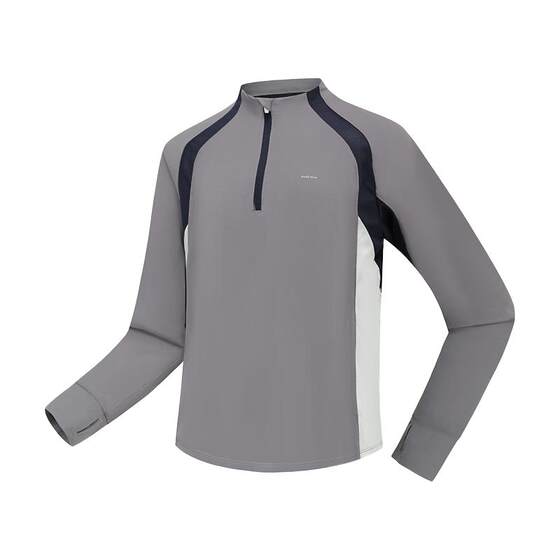 Decathlon parent -child hiking anti -ultraviolet long -sleeved T -shirt men and women sunscreen, dry, breathable cooling, semi -zipper kidc
