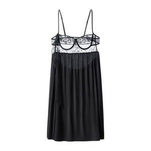 
[Taboo Nightgown] Ives sexy lace nightgown backless suspender dress pure lust style home wear dress