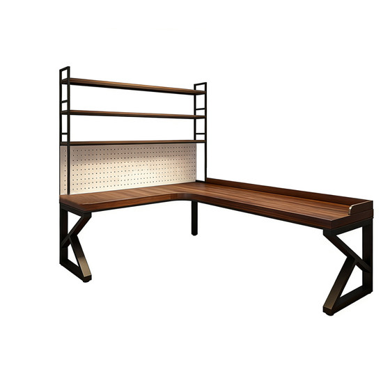 
Solid wood corner bookcase desk integrated wall bookshelf combination office study table L-shaped computer desk bedroom home