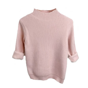 
Girls' fleece sweater autumn and winter for boys and girls, one-piece fleece half turtleneck bottoming shirt, children's warm knitted sweater