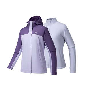 ANTA water-repellent soft shell three-in-one sports coat for women 2026 winter new velvet jacket top two-piece set