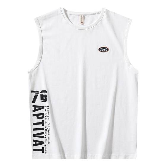 
2026 summer pure cotton sleeveless vest men's loose trendy brand ins waistcoat short-sleeved large size sports fitness t-shirt trendy