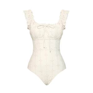 
Visual mood swimsuit women's retro white embroidered lace-up new slim one-piece hot spring vacation swimsuit