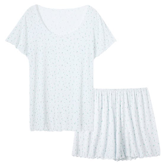 
Liu Wen's same style ubras pajamas soft women's short-sleeved home clothes suspenders long-sleeved suit with bra new summer