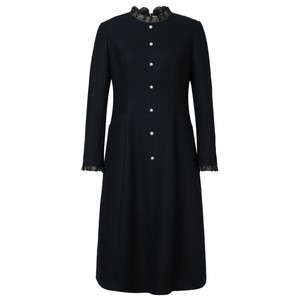 
NAERSI Sheep Wool Dress Different Materials Splicing Temperament Stand Collar Red 2025 Winter A-Line Skirt