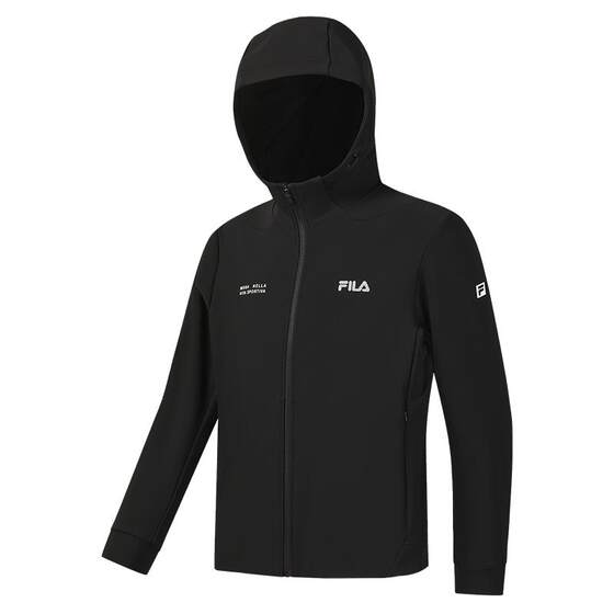 
FILA Official Men's Knitted Hooded Jacket 2026 Spring New Fitness Sports Comfortable Black Top