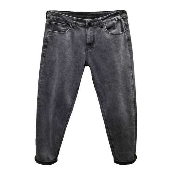 
Spring men's jeans for fat men with extra fat and high elasticity men's pants large size loose fat men's long pants with small feet trendy