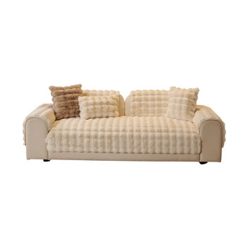 French retro rabbit plush sofa upholstery straight seat cushions