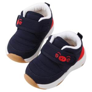Learning shoes Men's autumn and winter baby cotton shoes plus velvet cotton soft bottom 01-3 years old two-year-old two cotton warm female baby shoes