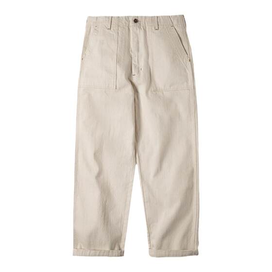 
Maden workwear light American retro cottonseed shell white jeans loose straight wide-leg casual long trousers men's spring