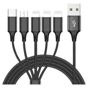 One-to-one 5Type data cable three-in-one multi-head five suitable for Apple charging cable mobile phone fast charging universal 4 Android one-to-four charger multi-function fast charging mobile phone five-head charging cable