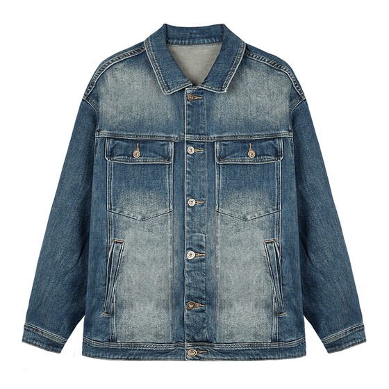 
Talented men's blue retro denim jacket men's spring 2025 new washing multi-pocket workwear brand tops
