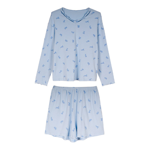 Good Sleep Soft Women's Pajamas Set Skin Friendly Breathable Elastic Knitted Home Clothes Duoduo Coco