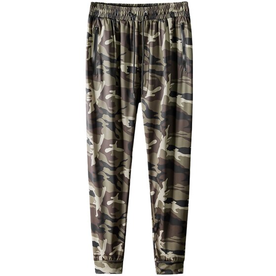 
Military training outdoor summer fat pants for men with fat plus size loose large size camouflage sport ice silk casual pants