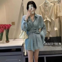 Летний модный тонкий приталенный комплект, корсет, в корейском стиле, в западном стиле, защита от солнца, высокая талия