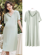 Платье для беременных 孕妇连衣裙夏季外穿冰丝长裙大码短袖上衣春秋网红套装裙子女夏装