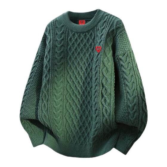 
Charles Heart Twist Round Neck Sweater for Men and Women Winter New Loose Casual Versatile Warm Couple Sweater