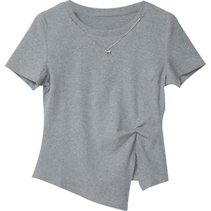 
Knot design short-sleeved T-shirt for women 2026 new summer style small versatile slim slim casual top 97217