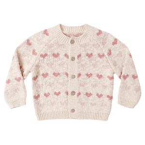 
Quincy Mae children's knitted cardigan for boys and girls beige love 26 spring sweater round neck sweet coat