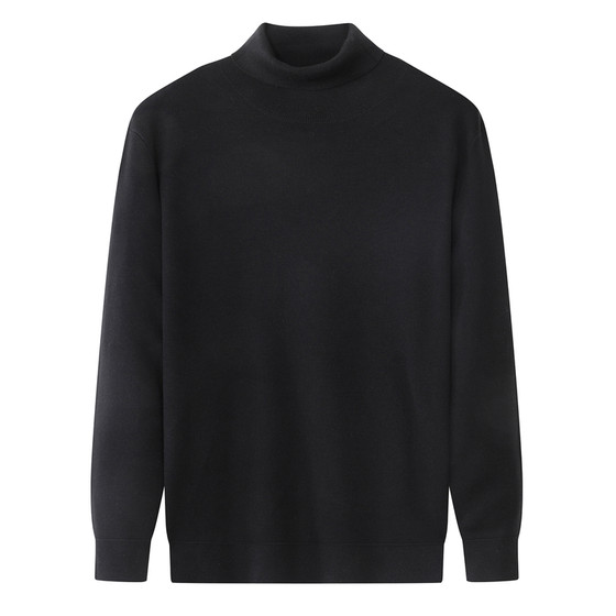 
[Machine Washable Sweater] 48 Count Autumn and Winter Warm Inner Turtleneck Sweater Men's Solid Color Bottoming Wool Sweater Trendy