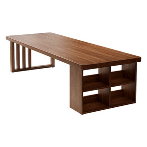 Nordic solid wood long desk bookcase integrated office desk household de -living room learning desk desk workbench
