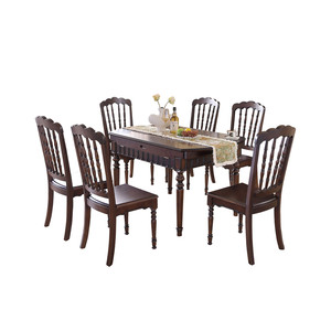 
American solid wood dining table retractable folding retro dining table home restaurant rectangular table variable round table and chair combination