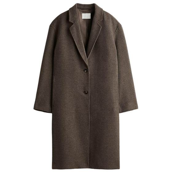 
HM women's woolen coat 2025 autumn and winter new style single-breasted mid-length thickened warm coat 1300350