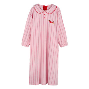 
Xuanliang nightgown for women in spring and autumn pure cotton long-sleeved pajamas striped large size can be worn on the outside sweet home clothes dress