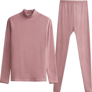 Three guns underwear autumn and winter men's thick cotton, soft cotton, autumn clothes, autumn trousers, female half -necked warm underwear suit