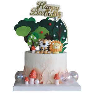 Baking cake decoration Mori felt small tree plug -in plug -in forest tree small animal party doll ornaments
