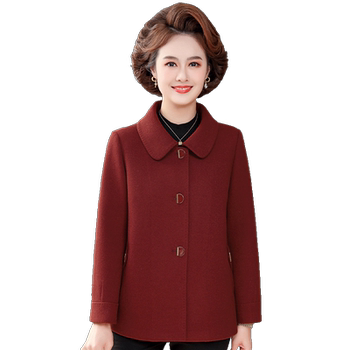 Mother's autumn and winter woolen coat loose large size woolen coat for elderly women middle-aged and elderly spring style new style top