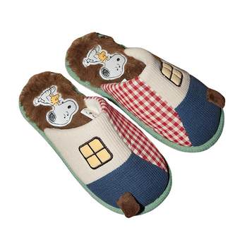 
Fruit shell slippers for women in winter Snoopy co-branded new couple plus velvet warm women's home cotton men's slippers