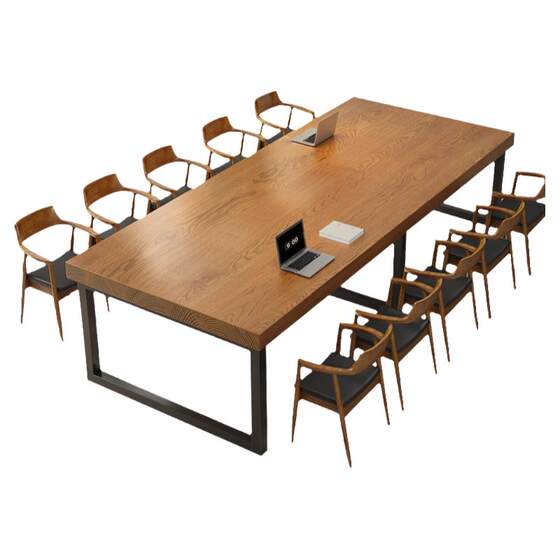 
Solid wood conference table long table large table office desk chair combination computer table dining table conference room negotiation table work bench