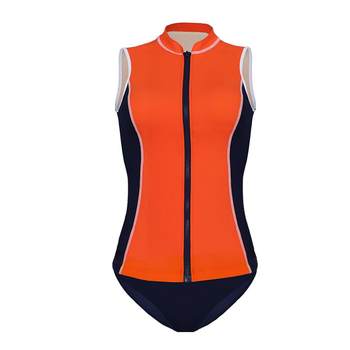 Anti-chlorine sun protection contrast splicing sports style split swimsuit
