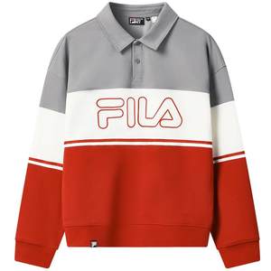 
FILA official men's knitted long-sleeved POLO shirt 2025 winter new casual color-blocking pure cotton top