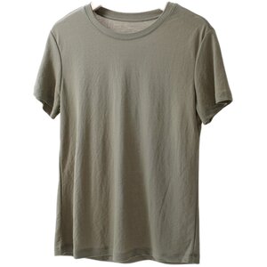 23481 Mugwort series Women's round neck solid color T-shirt Thin breathable short sleeves Simple top Summer women's clothing