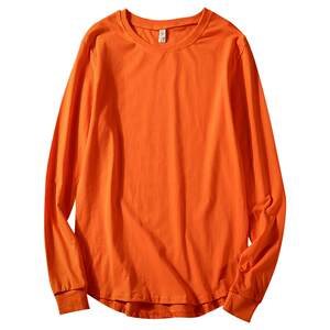 Solid color bottoming shirt, arc hem, extended T-shirt, men's long-sleeved spring clothing, white mid-length high street fashion brand clothing