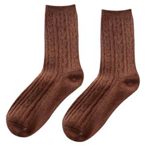 
Retro literary winter thickened warm hemp pattern wool socks for women solid color versatile simple Korean style mid-calf stockings
