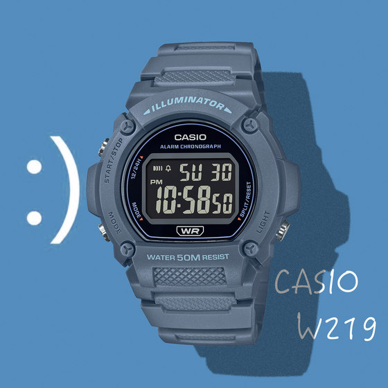 卡西欧（Casio）时尚运动学生百搭男士电子防水腕表W-219HC-2B