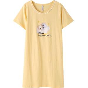 Fenteng nightdress Women's summer thin short -sleeved pure cotton large size cute pajamas home clothes all cotton female dress